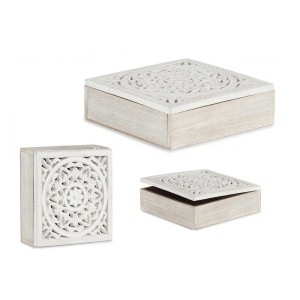 Dėžutė medinė balta 21,5x21,5x7,5 cm Giftdecor 77967