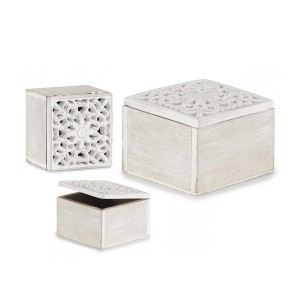 Dėžutė medinė balta 11,5x11,5x8 cm Giftdecor 77963