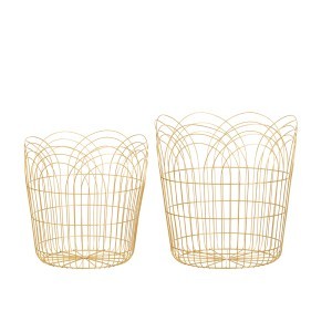 Krepšiai metaliniai daiktams 2 vnt D40xH40, D34xH34 cm aukso sp. 4Living 607104