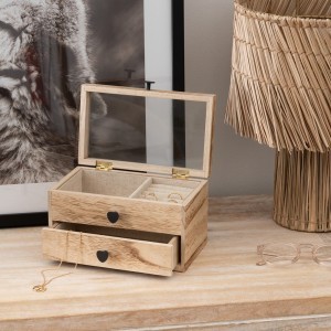 Dėžutė papuošalams su stalčiuku 20x11,5x13 cm medinė Atmosphera 203956