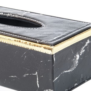 Dėžutė servetėlėms odos imitacija juoda 24x12x8.5 cm