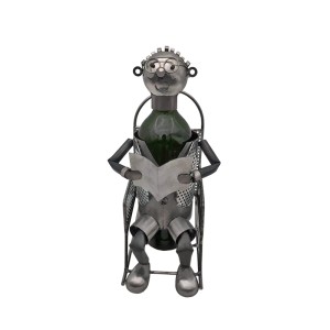 Stovas buteliui metalinis Sėdintis su knyga W173