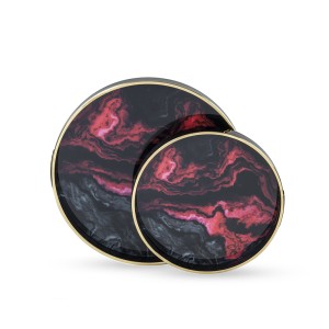 Padėklai 2 vnt. su stiklu apvalūs 45x45x4 (36x36x4) cm AGATE