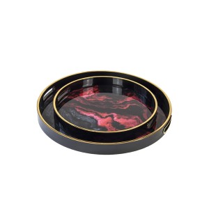 Padėklai 2 vnt. su stiklu apvalūs 45x45x4 (36x36x4) cm AGATE