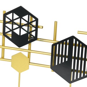 Sieninė metalinė kabykla Golden Geometry, 80×36 cm