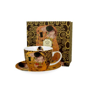 Puodelis su lėkštute porcelianinis G.Klimt Bučinys 470 ml DUO