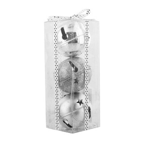 Žaisliukai eglutei žvangantys 3 vnt. sidabro spalvos XM892 H:21 W:8 D:8 cm kld