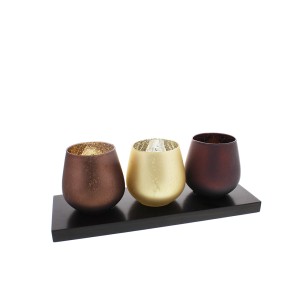 Žvakidės 3 vnt ant medinio padėklo 12x31x11 cm Hestia Widdop