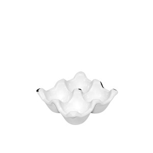 Dėklas 4 kiaušiniams keramikinis baltas 4x10x10 cm 100302