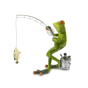 Figūrėlė varlė sužvejojusi žuvį 14,5x15x9 cm 108659