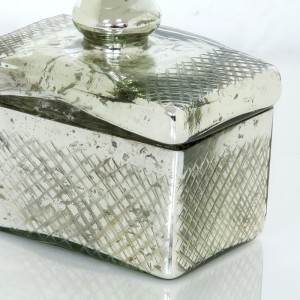 Dėžutė stiklinė stačiakampė sidabro spl. 11x15.5x14 SAVEX