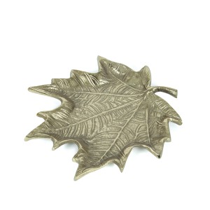 Dekoratyvinė lėkštė metalinė aukso sp.Lapas L 27 cm 11455  DECOSILUET