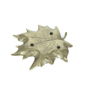 Dekoratyvinė lėkštė metalinė aukso sp.Lapas L 27 cm 11455  DECOSILUET