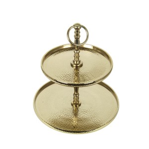 Padėklas metalinis 2 aukštų aukso sp. 25x25x34 cm DECOSILUET