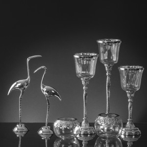 Žvakidė metalinė su stiklu (L) 38 cm SAVEX