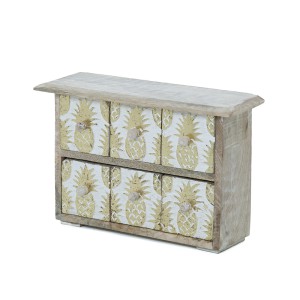 Dėžutė medinė su 6 stalčiukais Ananasas 30x22x10 1108  SAVEX