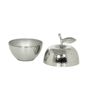 Dekoratyvinis indelis Obuolys metalinis sidabro spl. 14x14x18 cm DECOSILUET
