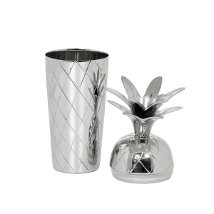 Plaktuvas kokteiliams Ananasas metalinis sidabrinis h 28 cm SAVEX