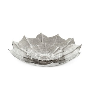 Padėklas Žiedas metalinis sidabro spl. 38x38x8 cm SAVEX (derinamas su 40139)