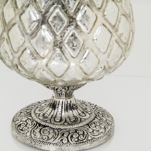 Žvakidė stiklinė ant metalinės kojelės 13x13x16.5 cm Art glass