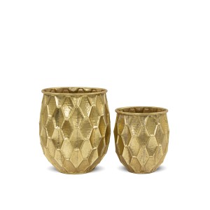 Vazonas 2 vnt auksinės sp. metalinis 32x26x26 (24x20x20) cm 126337