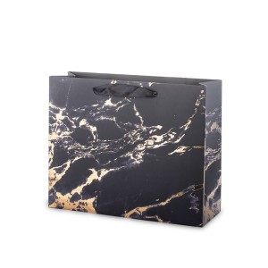 Dovanų maišelis su juodo marmuro piešiniu 26x32x11 cm 135330