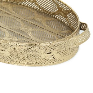 Padėklas metalinis ažūrinis aukso spl.51x27x10.5 cm (Maž)
