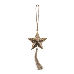 Dekoracija Žvaigždė metalinė aukso spl. 22x11 cm 138710 KLD