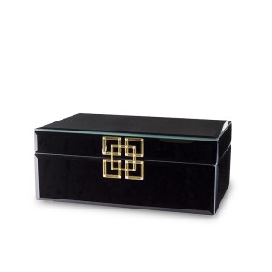 Dėžutė stiklinė juoda su metaline detale 8,5x21x13 cm 142912