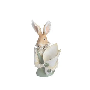 Figūrėlė Triušis žalia/balta 2 mix 16,5x13,5x30/14,5x13,5x30 cm 8649 velyk