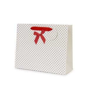 Dovanų maišelis baltas su juodais taškeliais 26x32x11 cm 93949