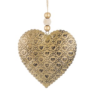 Dekoracija Širdelė metalinė aukso spalvos 11x11x2 cm 146036 KLD