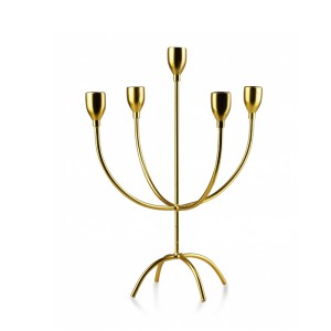 Žvakidė 5 žvakėm auksinės spalvos metalinė 25x16x32 cm HTOP3493