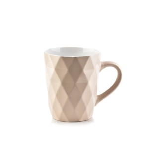 Puodelis geometrinis kreminės spalvos keramikinis 360 ml HTPS5030