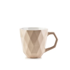 Puodelis geometrinis kreminis 400 ml keramikinis HTPS5207