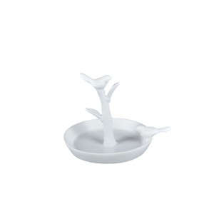 Lėkštelė papuošalams su paukščiais balta polirezininė 11x9x8,5 cm 31452