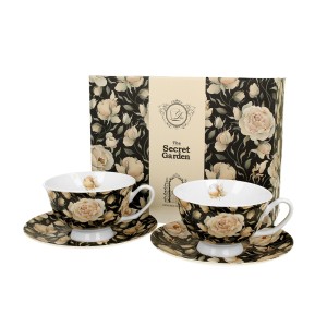 Puodeliai porcelianiniai 2 vnt. ENGLISH ROSES BLACK 250 ml DUO