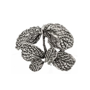 Žiedas servetėlėms Lapai sidabro spalvos 6x5x4,5 cm 156865
