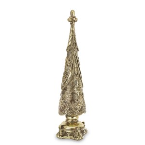 Figūrėlė Kalėdinė eglutė aukso spalvos polirezin. 38x8,5x8,5 cm 157257 KLD