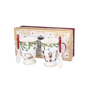 Puodeliai porcelianiniai su šaukšteliais 2 vnt. 10,5x8x11 cm 162685 KLD