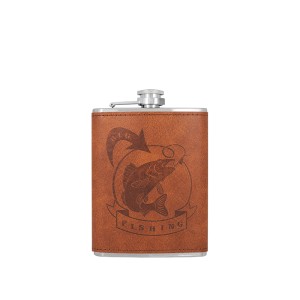 Gertuvė plieninė Žvejyba ( fleškutė) 240ml aptraukta oda