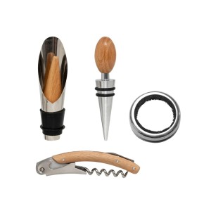 Vyno aksesuarų rinkinys 4 vnt medinėje dėžutėje Secret de Gourmet 203467