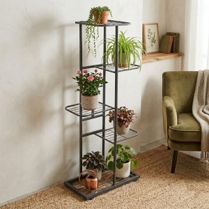 Stovas gėlėms metalinis juodos sp. 5 aukštų 53x43x83 cm