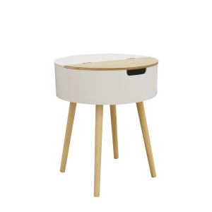 Naktinis staliukas 45x54,5x45 cm stalčius, balta/medžio spalva Home Deco HD3864