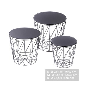 Kavos staliukas 3 vnt kompektas  (D28,5xH29,5; D33,5xH33,5; D38,5xH38 cm) 54708