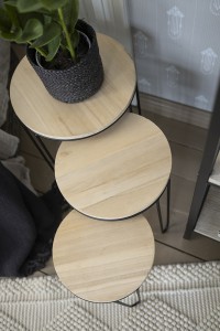 Staliukų komplektas 3 vnt. 25x35/30x40/35x45 cm juodi/mediniai Fanni K 302569