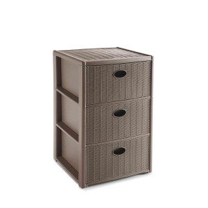 Komoda su 3 stalčiais plastikinė rusva 40x40x60 cm 30463 Italija STEFANPLAST