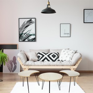 Staliukai mediniai 3 vnt. 45x36x45 cm balti mediniai Home Deco HD3881
