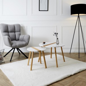 Staliukai mediniai 2 vnt. 60x48/40x40 cm balti/rudi Home Deco HD7356