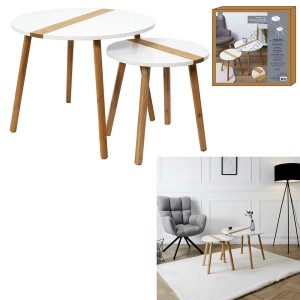 Staliukai mediniai 2 vnt. 60x48/40x40 cm balti/rudi Home Deco HD7356